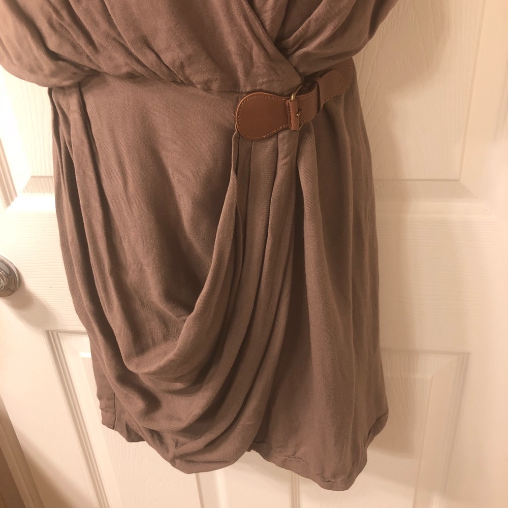 Tibi New York Angel Wrap Dress in Mushroom - Picture 4 of 8